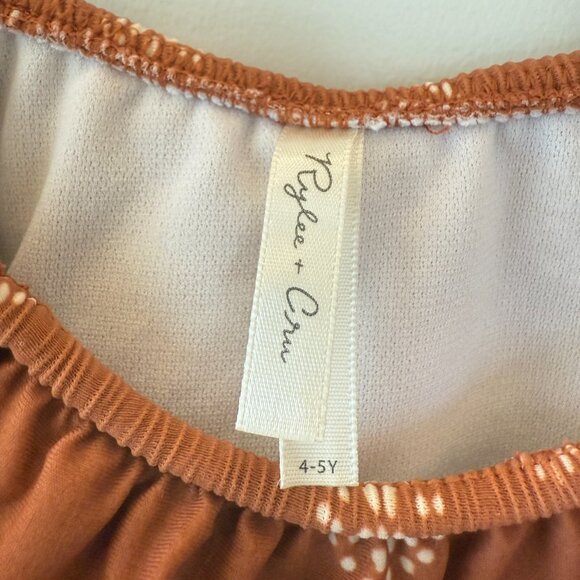 Rylee + Cru Spice Sand Dollar Off-Shoulder Ruffle One-Piece Swimsuit Girl 4-5 UV - Picture 5 of 5